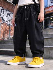 Boys Casual Straight Leg Pants, Spring And Autumn, Toddler & Little Kids - Black - View 4
