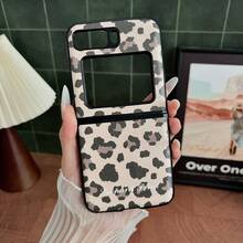 1pc Leopard Print Protective Case For Samsung Galaxy Z Flip 8/7/6/5 Foldable Phone - Camel - View 5
