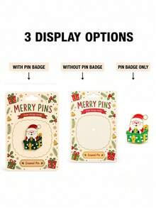1 Set Santa Claus Enamel Brooch With Decorative Back Card, Lapel Pin For Jacket, Bag, Hat, Cute Red & Green Gift Box Design, Holiday Accessory For Office Party, Christmas Stocking, Gift Exchange, Adults Men & Women, Christmas Holiday Party Favor - Multicolor - View 6