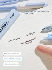 Ins Aesthetic Ice Blue Retractable Gel Pen Set, Kaba Bear 10Pcs Press Type Gel Pens, 0.5mm ST Tip Quick Dry Black Ink, Smooth Writing Water-Based Pens For Students Note & Exam Practice, School Stationery - Color-themed Brush Pen - View 5