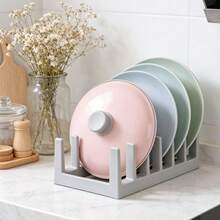 Multifunctional Kitchen Pot Lid Rack Storage Shelf Countertop Cutting Board Organizer Space-Saving Plastic Kitchen Utensils, Minimalist Home Kitchen Multifunctional Pot Lid Rack Storage Shelf Cutting Board Bowl Dish Drain Rack Countertop Organizer, Pot Lid Storage Rack Home Kitchen Bowl Dish Drain Rack Cabinet Storage Shelf - Multicolor-upgraded - View 9