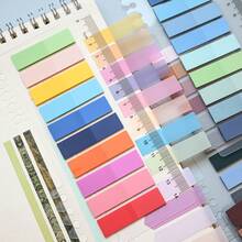 7 Sets 1 Pack Multi-Shape Index Labels PET Material Semi-Circular Colorful Translucent Plastic Waterproof Fluorescent Series Marker Stickers Student Textbook Record Tabs With Ruler Reading Notebook Message Stickers School Back-To-School Supplies Office Document Labels - one-size - View 7