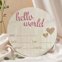 1-Piece Wooden Growth And Pregnancy Milestone Marker - Perfect For Room Decor And Photography, Includes Birth Date And Weight Tracking, - 1PC - View 5