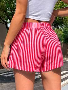 Women Two-Piece Outfits - 2 Playera Roja con Short Rayas Rojo con Rosa - View 7