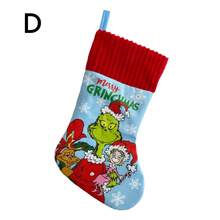 The Grinch 1件跨境新款聖誕綠色毛絨怪獸拼接印花聖誕襪裝飾 - 查看 10