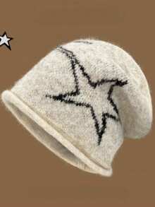 1PC Women's Star Knit Beanie, Stylish Stretchy Autumn Accessory, Suitable For Outing, Halloween Festival Outfit. - Multicolor - View 6