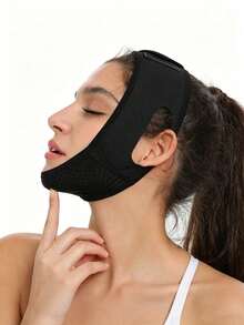 3/1pc Sleep Lifting Face Mask, V-Shaped Cheek Lifting Mask, Breathable Facial Strap, Suitable For Women To Use In Leisure Time As A Gift - Black - View 1