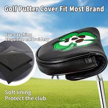 1PC Skull Clover Embroidery Golf Putter Head Cover, Black Shell, Magnetic Closure, Skull Inside Clover Pattern, Soft Inner Lining,Stylish Golf Accessory - Multicolor - View 4