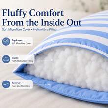 Coverless Duvet 10.5 Tog Lightweight Reversible Stripe Design Comforter, Soft Microfibre & Hollowfibre Filling, Suitable For All Season, Machine Washable - Blue - View 8