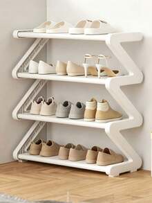 Z-Shaped Plastic Shoe Rack Floor-Standing Storage Rack Multi-Functional Large Capacity Easy Assembly Space-Saving Sturdy Durable Portable Shoe Organizer For Home Dormitory Apartment Living Room Bedroom Hallway Entryway Mudroom Closet - View 5