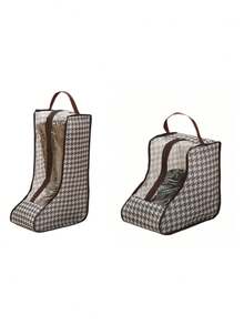 1pc Houndstooth Pattern Shoe Storage Bag, 3 Sizes, Non-Woven Fabric + PVC Material, Dust-Proof Zipper Storage Bag With Transparent Window And Handle, Suitable For Tall Boots, Ankle Boots, High Heels And Sneakers, Space-Saving Home Decor, Suitable For Wardrobe And Entryway - Multicolor - View 17