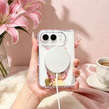 Clear Magnetic Phone Case For Foldable Phone, Funny Chick Print , Four-Corner Drop Protection, Anti-Scratch And Anti-Slip, Magnetic Phone Case Compatible With Wireless Charging, Clear Folding Phone Cover Compatible With IPhone Duo Foldable, MagSafe Wireless Charging Compatible, Full Coverage Clear Shockproof Protective Cover - Multicolor - View 5