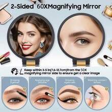 60X Magnifying Mirror, Double-Sided Handheld Makeup Mirror, Supports 1X/50X Magnification, 360° Adjustable Folding Handle, Designed For Easy Travel. This Double-Sided Mirror Is Perfect For Daily Makeup, Shaving, Eyebrow Grooming - Multicolor - View 8