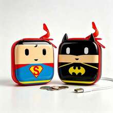 Warner Bros 1pc Batman Superman Cartoon Coin Purse, Short Wallet, Creative Square Storage Box, Card Holder, Hanging Bag, Coin & Card Holder, Data Cable Accessory, Key Holder, Cute Academic Style Earphone, Multi-Functional Digital ID Storage Bag, Hobby Collection Display & Storage, Party Favor, Party Accessory, Perfect Halloween, Christmas, Birthday, Holiday Party, Graduation Party Gift For Best Friend - Multicolor - View 1