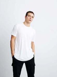 Men's Oscar Men's Comfort Fit Long Draped Fabric White T-Shirt - White - View 6