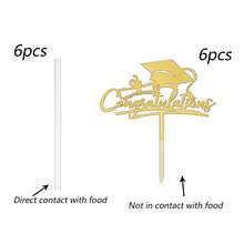 1pc/3pcs/5pcs/6pcs Graduation Cake Topper Decorations, Acrylic Graduate Cap Congratulations Cake Decor - Multicolor - View 11