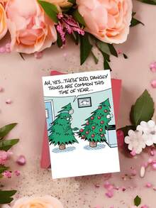 1pc Funny Christmas Card For Best Friend, Coworker – Doctor Office Christmas Tree Cartoon Illustration, Thickened, With Envelope - A - View 11