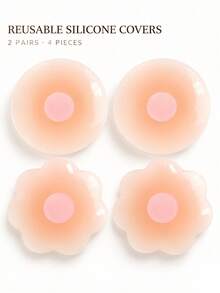 2pcs Reusable Silicone Nipple Covers, Seamless Invisible Self-Adhesive Nipple Pads - Women's Lingerie And Accessories - A - View 7