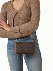 Michael Kors Jet Set Medium Classic Bag, Fashionable Metal Chain Women's Shoulder Bag, Zipper Wallet Elegant Handbag, Suitable For Daily, Gift, Shopping, Party - Dark Brown - View 10
