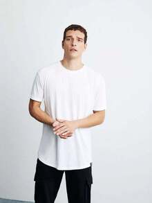 Men's Oscar Men's Comfort Fit Long Draped Fabric White T-Shirt - White - View 5