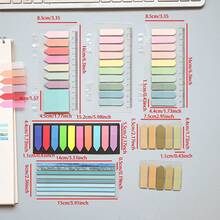 7 Sets 1 Pack Multi-Shape Index Labels, PET Material, Semi-Circle, Colorful Translucent Plastic Waterproof Fluorescent Series Marker Stickers, Student Textbook Record Tabs With Ruler, Reading Notebook Memo Stickers, School Back-To-School Supplies, Office Document Labels - one-size - View 4