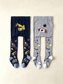 2pcs Baby & Toddler Tights, Cute Cartoon Pattern Tights, Suitable For All-Season Daily Wear - Multicolor - View 14