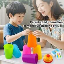 somoving Memory Stacking Cup Game, Matching And Stacking Cups, Children's Matching And Stacking Cup Toy, Competitive Stacking Cup Toy, Speed Stacking Cup Game Set With Bells And Pattern Cards, Back To School, An Educational Competitive Game To Promote - Multicolor - View 4
