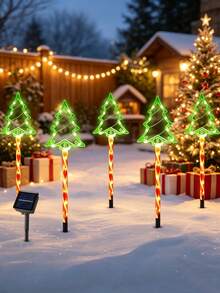 1pc Solar Powered Christmas Tree Light, Outdoor Waterproof Christmas Tree Shaped Lawn Light, Suitable For Winter Christmas Tree Decoration, Garden, Yard Ground Decoration, Pathway, Fence And Christmas Party Atmosphere Lighting - Christmas Tree - View 3