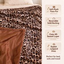 1pc Leopard Print Faux Rabbit Fur Double Layer Warm Blanket, Faux Animal Fur Soft And Smooth Double-Sided Plush Blanket Suitable For Home Living Room Bedroom Sofa All Seasons Multi-Functional Throw Blanket, Enhance Your Quality Of Life - Camel-colored Leopard Print - View 10