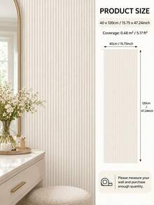 SUPSTICKER 1pc Country Style Fine Striped Self-Adhesive Wallpaper, Removable PVC Wall Decor, Suitable For Bedroom, Living Room And Entryway, 6 Colors Available, 2 Sizes - 1PC - View 23