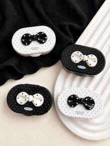 XIANG YU Cute Bow Contact Lens Case With Mirror, Polka Dot Lens Storage Box, Compact Travel Lens Holder For Daily Use - Multicolor - View 6
