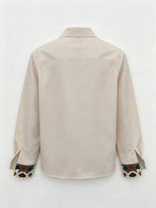VEXHEIMA Women's Western Vintage Print Lapel Long Sleeve Casual Shirt - Multicolor - View 8