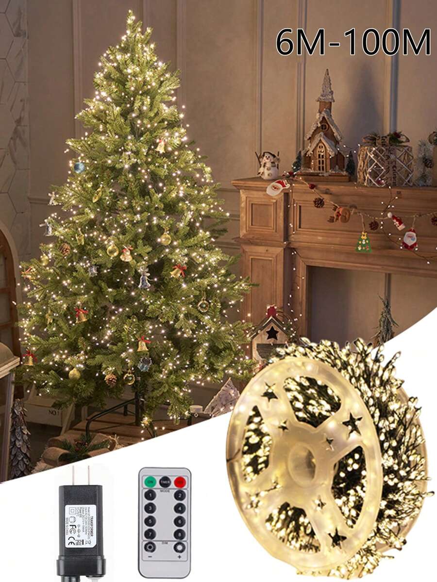 6m-100m LED Cluster String Light Firecracker Fairy Lights Christmas Garland For Halloween Birthday Home New Year Christmas Tree Garden Party Wedding Decoration Lamps - US A Type Plug(110-127V) - View 1