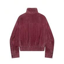 Seelio Autumn/Winter New Women's European And American Style Fashion Minimalist Commuter Versatile Stand Collar Flight Jacket - Burgundy - View 3