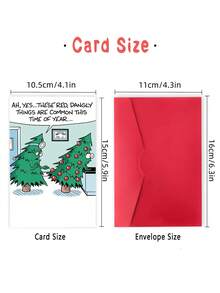 1pc Funny Christmas Card For Best Friend, Coworker – Doctor Office Christmas Tree Cartoon Illustration, Thickened, With Envelope - A - View 2
