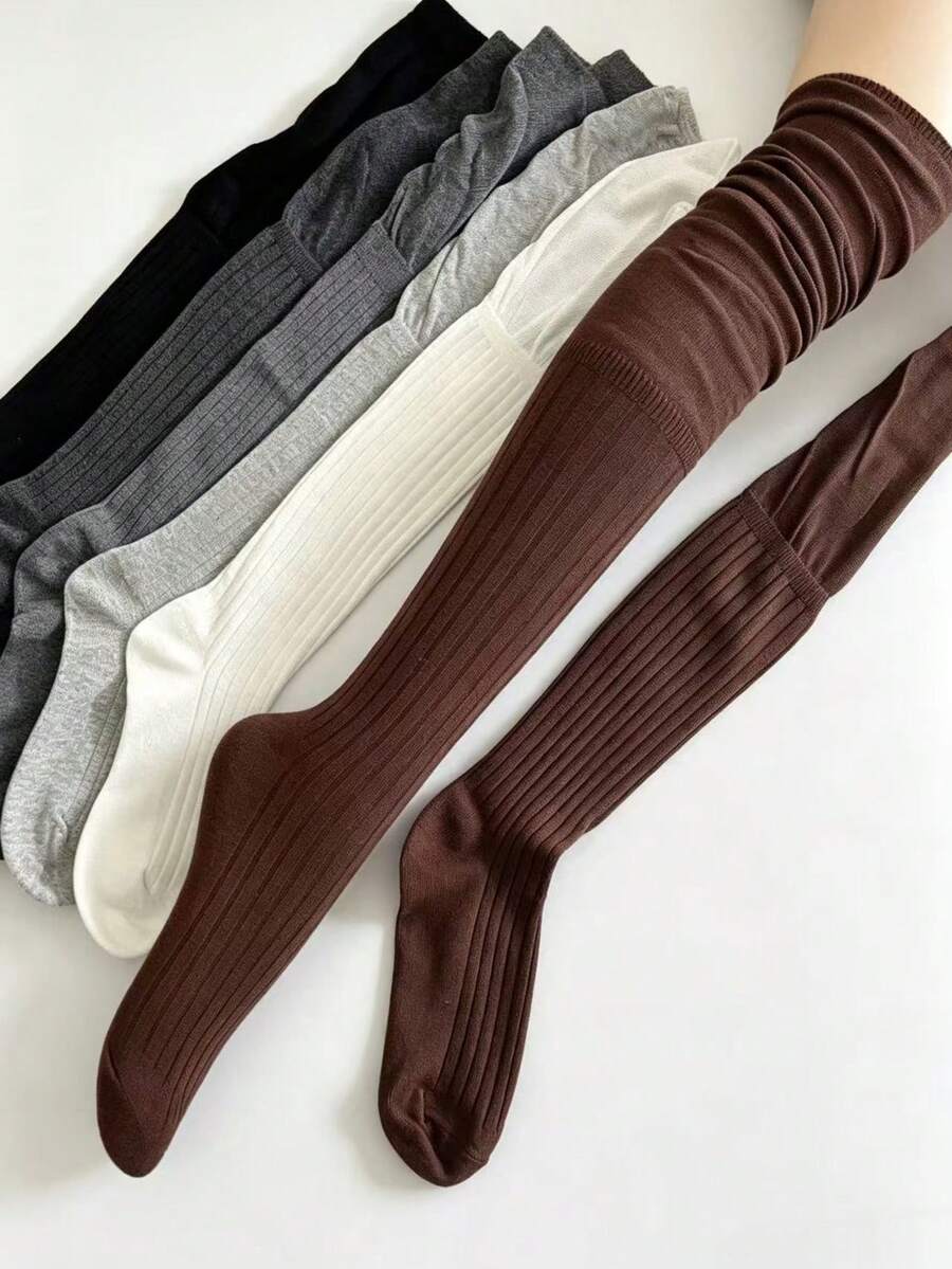 Women's Over-The-Knee Slouch Leg Warmers, Spring/Autumn Style, Maillard Color, Long Boot Leg Warmers, White Tall Tube Leg Warmers, Summer - Multicolor - View 1