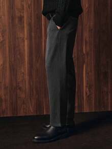 Men's FLOKI Men's Elastic Waist And Drawstring Woven Relaxed Fit Beige Trousers Pants - Dark Grey - View 4