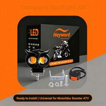 Heyword Dual-Color LED Motorcycle Owl Auxiliary Light, Suitable For Motorcycles, Bicycles And Cars, Equipped With Adjustable Mounting Bracket, Hardwired Connection, Road Lighting Auxiliary Equipment, Adjustable Vehicle Lighting, Battery Not Included - 2pcs - View 9