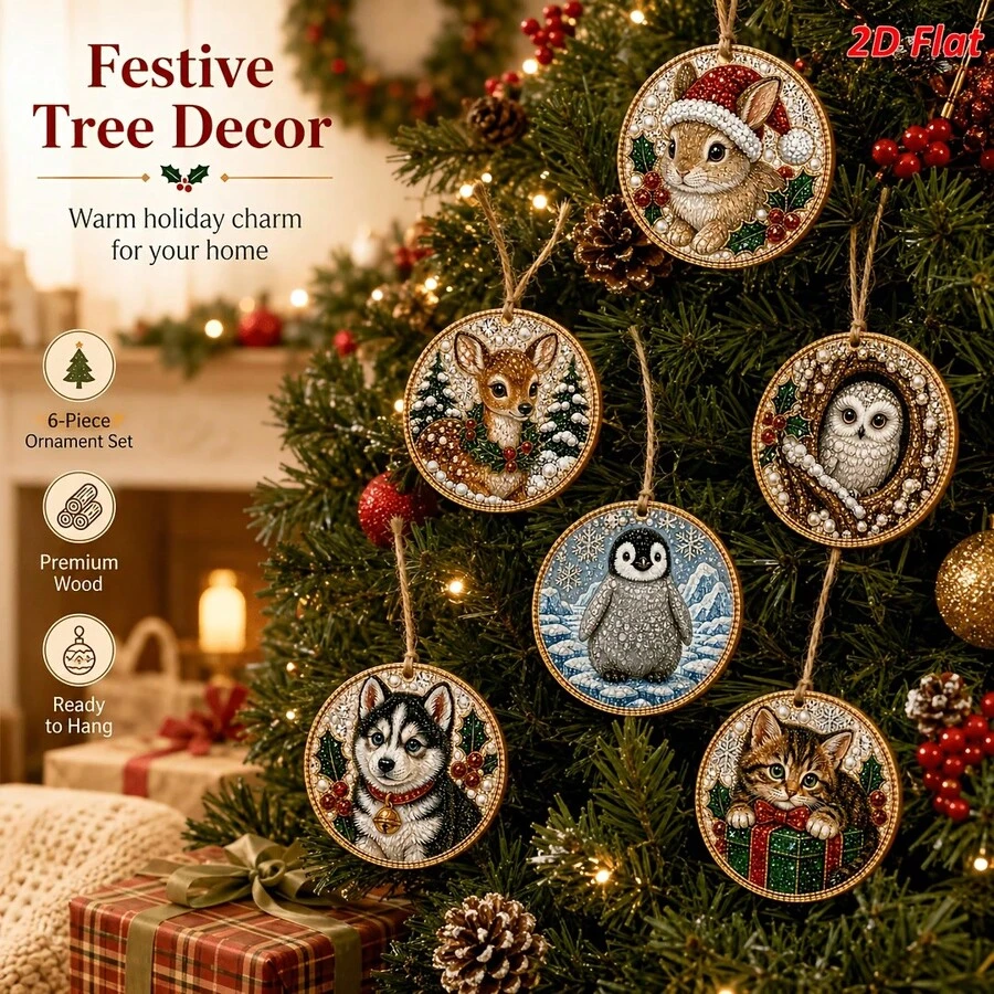1pc DIY Pearl Diamond Painting Wooden Hanging Ornament Set, Christmas ...