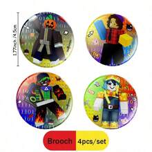 Roblox 4pcs/Set 4.5cm Iron Cartoon Game Brooch Set, Round Enamel Badge For Boys, Suitable For Backpack, Clothing, Birthday Party Favors, Halloween, Graduation Gift, Room Decor - Roblo Boy Brooch G - View 10