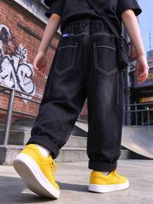 Boys Casual Straight Leg Pants, Spring And Autumn, Toddler & Little Kids - Black - View 8
