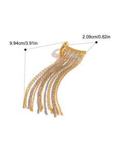 1pc Fashion Minimalist Asymmetric Multi-Element Chain Ear Cuff Earrings, Suitable For Daily Wear, Luxury High-End Feel - Gold - View 11