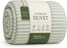 Coverless Duvet 10.5 Tog Lightweight Reversible Stripe Design Comforter, Soft Microfibre & Hollowfibre Filling, Suitable For All Season, Machine Washable - Green - View 1