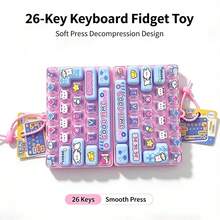 1pc Novel Keyboard Shaped Stress Relief Toy, 26 Pop-Up Buttons Grip & Squeeze Toy, Portable Anxiety Calming Hand Toy - Pink-blue Buttons - View 3