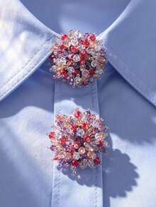 1pc/2pcs Elegant Heart-Shaped Button Cover, Shirt Button Cover Clip-On Button Cover, Fashion Crystal Cufflink Cover, Suitable For Formal Wear - Multicolor - View 1