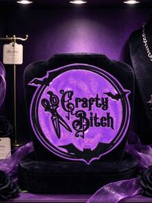 1pc/2pcs/3pcs/4pcs/9pcs/11pcs Purple Glitter Base, Gothic Script, Bat & Tailor Scissors Motif, Iron-On Patch, Alternative Punk Halloween Badge - Multicolor - View 1