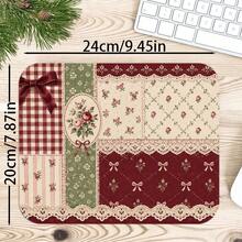 1pc French Romance Patchwork Mouse Pad, Gingham Floral Desk Mat, Polyester Fiber Surface, Non-Slip Rubber Base, Elegant Nail Art Desk Mat For Women, 4 Sizes Available - View 11