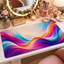 1pc Colorful Abstract Wave Mouse Pad, Vibrant Gradient Rainbow Curves Extended Desk Mat For Home Office And Gaming - View 13