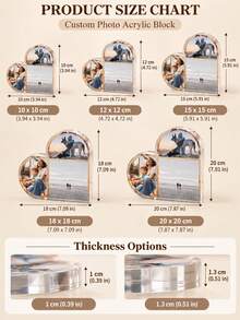 1件客製化壓克力相片方塊相框裝飾，居家裝飾禮品，適用於週年紀念、婚禮、生日、畢業、喬遷之喜，美感房間佈置 - 彩色 - 查看 2