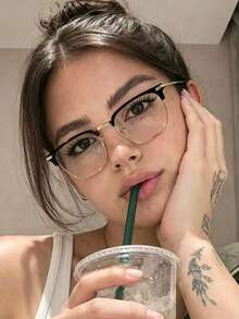 1 Pair Fashionable Sophisticated Business Sexy Half-Frame Metal Glasses - Multicolor - View 1